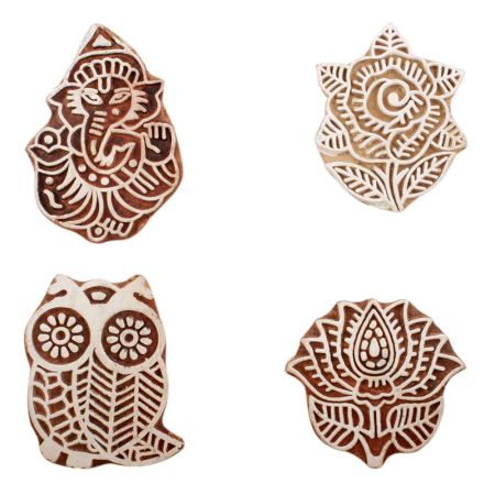 Set of 4 Piece New Mix Wooden Printing Block